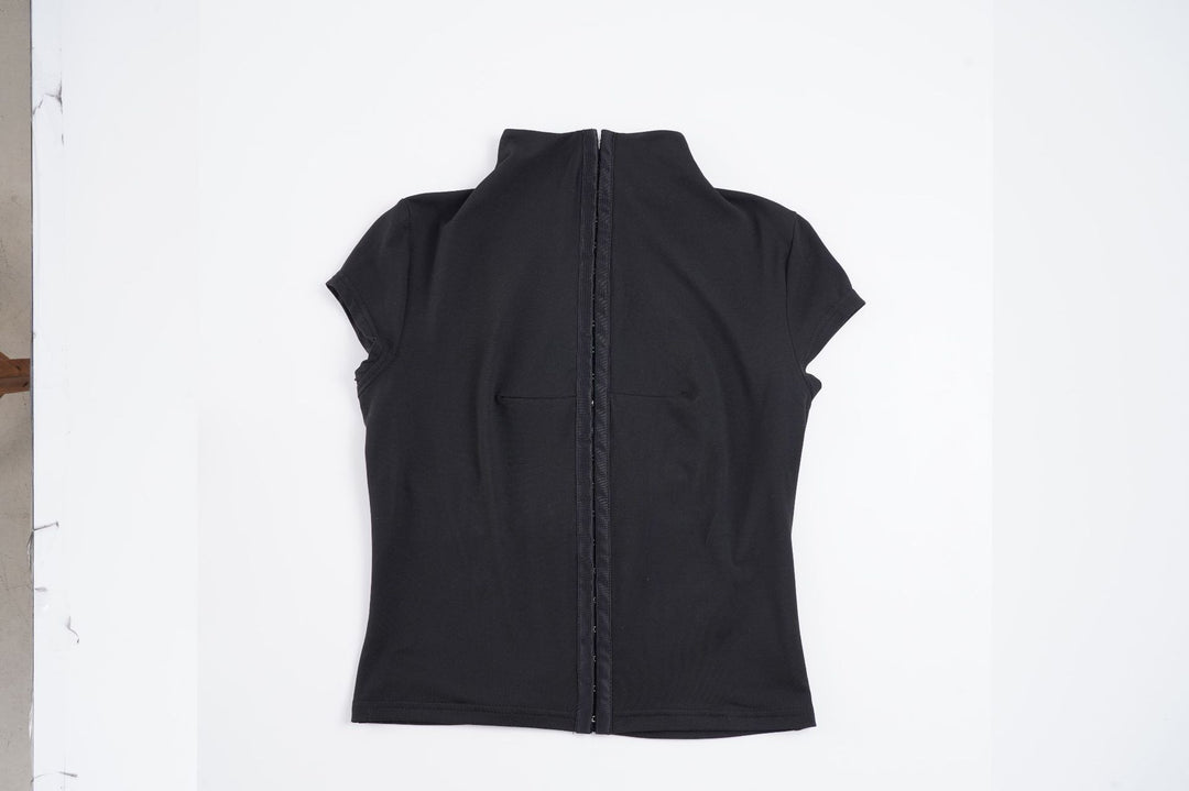 Damen sportliches Kurzarm-T-Shirt mit hoher Kragenführung R&B