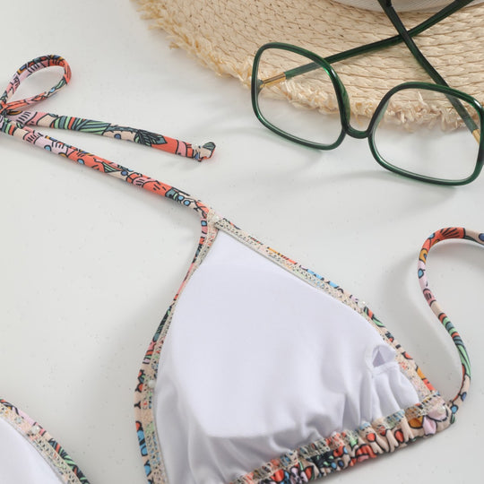 Damen Bikini-Set mit verspieltem Blumenmuster und verstellbaren Trägern R&B