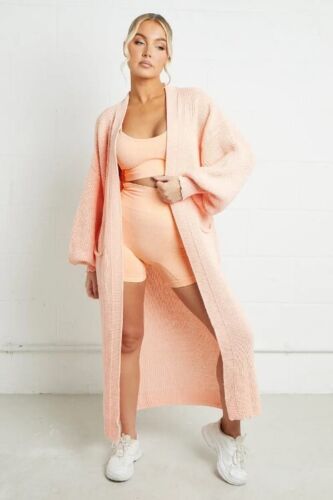 Damen Langstrickjacke mit grober Maschenstruktur und praktischen Taschen R&B