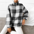 Damen Fleece-Pullover mit hohem Kragen und durchgehendem Reißverschluss