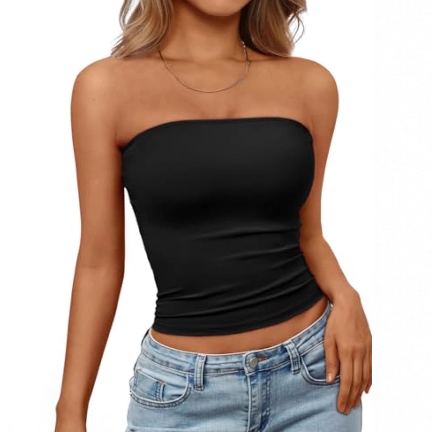 Damen Bandeau-Oberteil aus elastischem Material mit figurbetontem Schnitt R&B