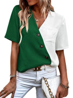 Damen Modische Bluse mit asymmetrischem Design und Knopfdetails R&B