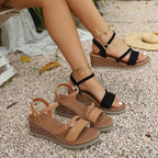 Damen Wedge-Sandalen mit geflochtenen Riemen R&B