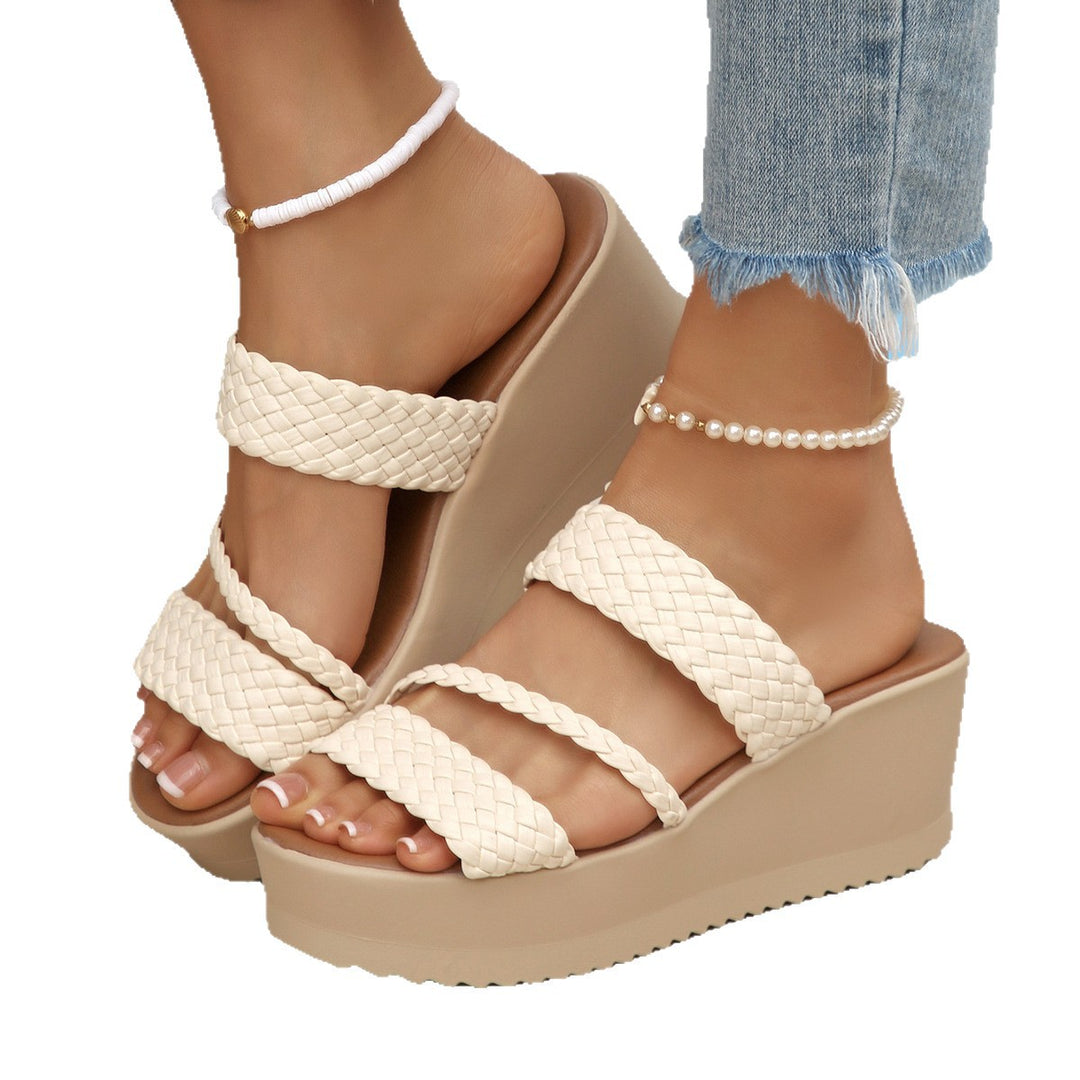 Damen hohe Sandalen mit geflochtenem Riemendesign R&B