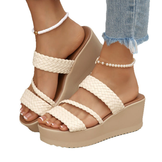 Damen hohe Sandalen mit geflochtenem Riemendesign R&B