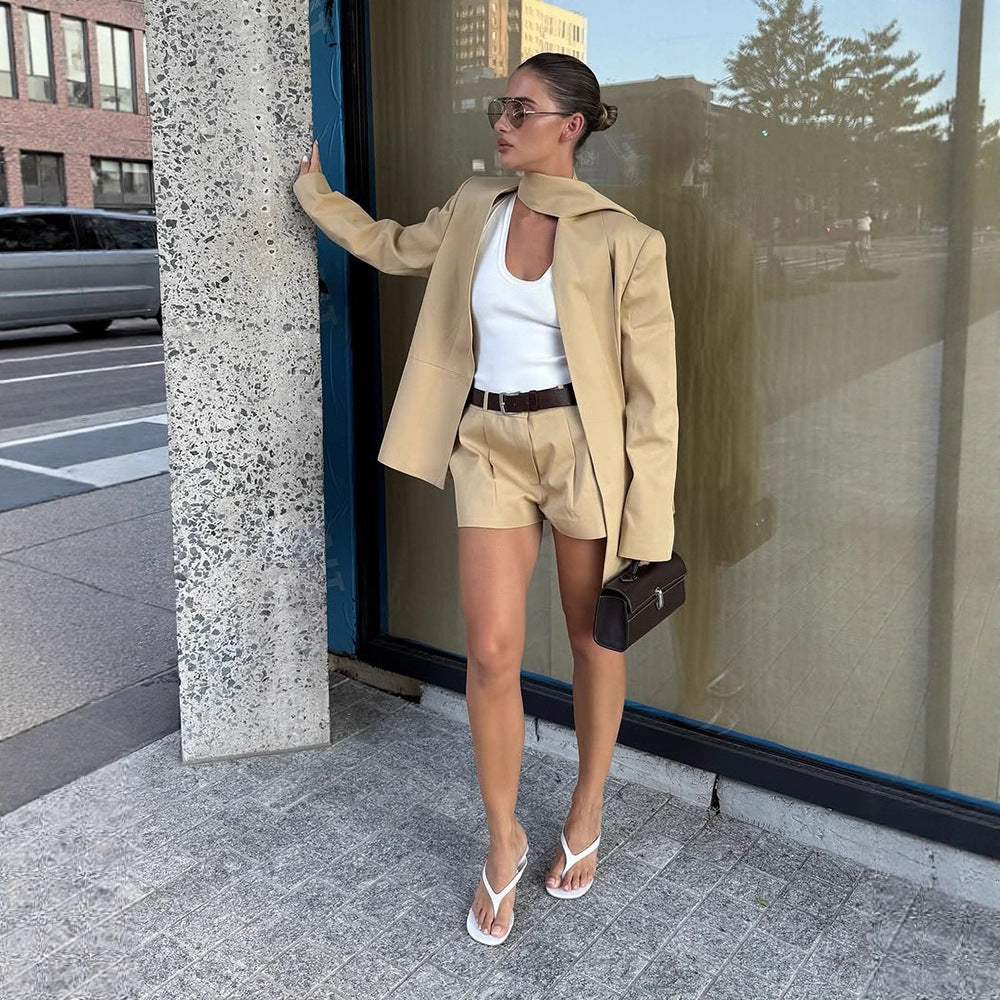 Damen Anzugjacke mit raffinierter Schluppe und weichem Schnitt R&B