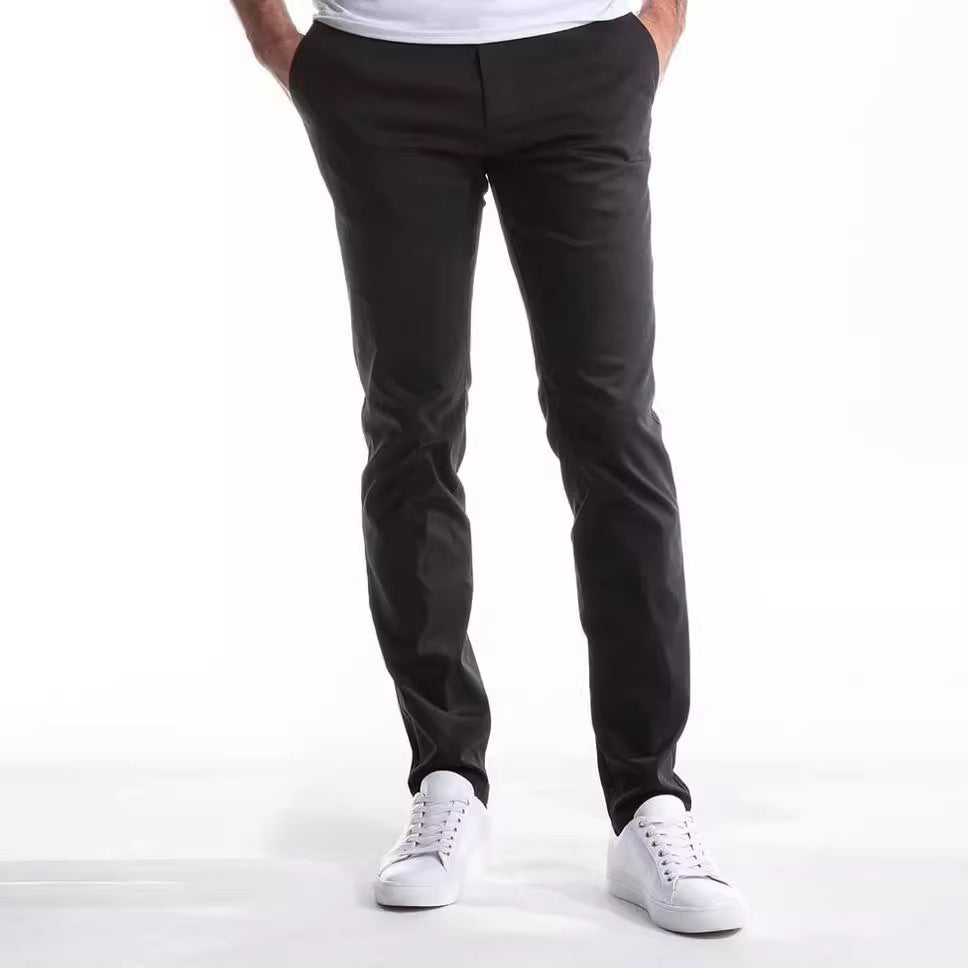 Herren elegante Chinohose mit elastischem Bund und schmalem Schnitt