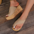 Damen Wedge-Pantoletten mit offenem Zehenbereich und rutschfester Korksohle R&B