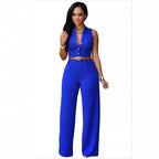 Damen Eleganter Jumpsuit mit Gürtel und Knopfdetail R&B