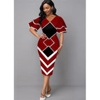 Damen Figurbetontes Kleid mit einzigartigem geometrischem Design R&B