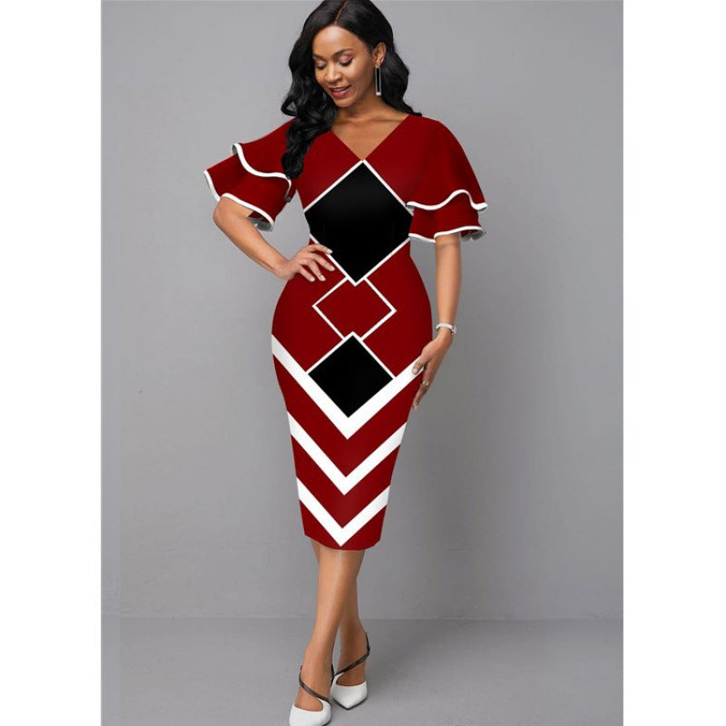 Damen Figurbetontes Kleid mit einzigartigem geometrischem Design R&B