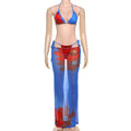 Damen Bikinioberteil mit transparentem Maxirock und floralem Design R&B
