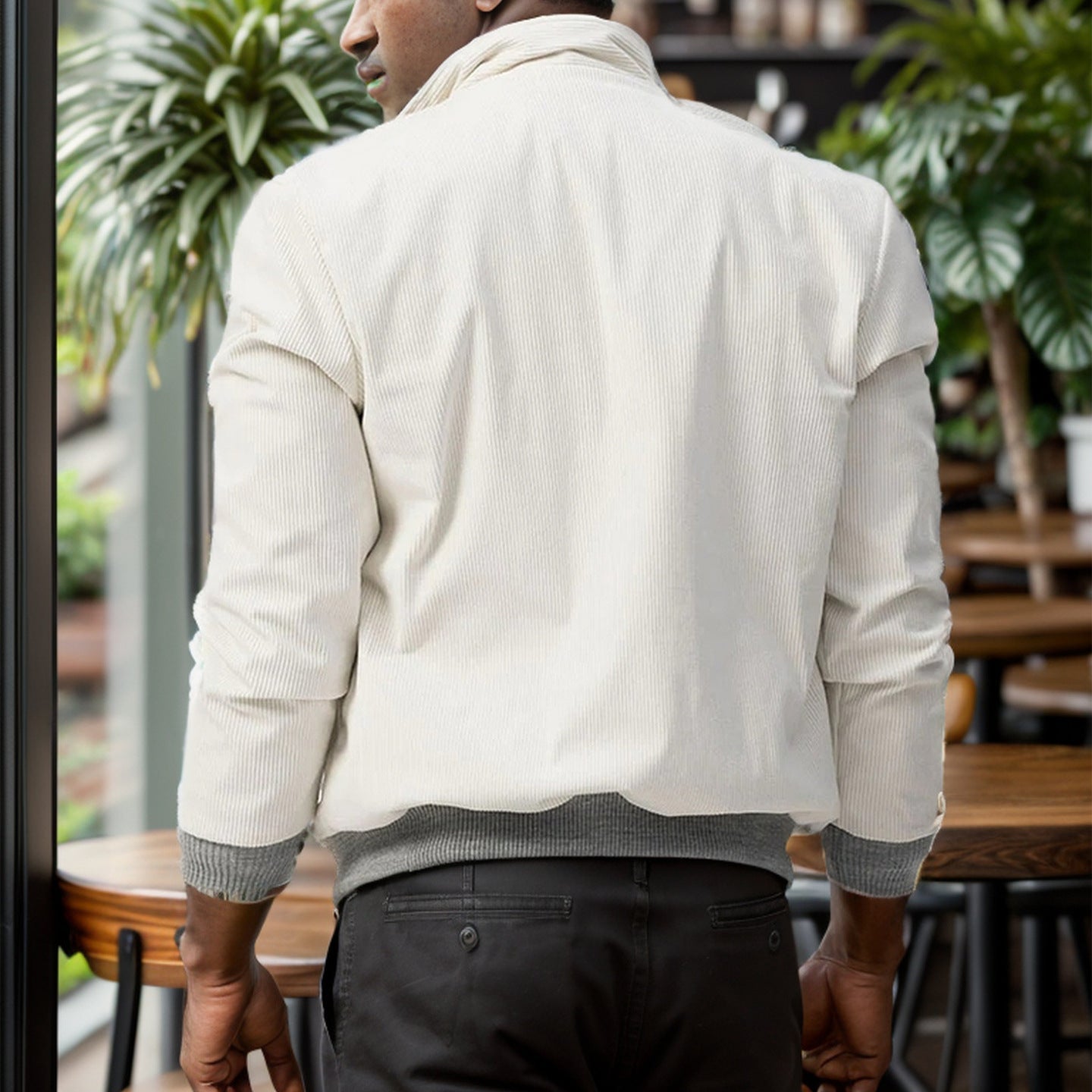 Herren sportliche Cordjacke mit praktischen Taschen und modernem Design R&B