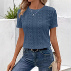 Damen T-Shirt mit trendigem Lochmuster und lässigem Schnitt R&B
