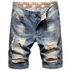 Herren Destroyed Denim-Shorts mit stylischen Rissen und Vintage-Details R&B