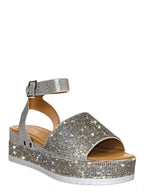 Damen Glamouröse Sandalen mit funkelndem Strass und hohem Plateau R&B