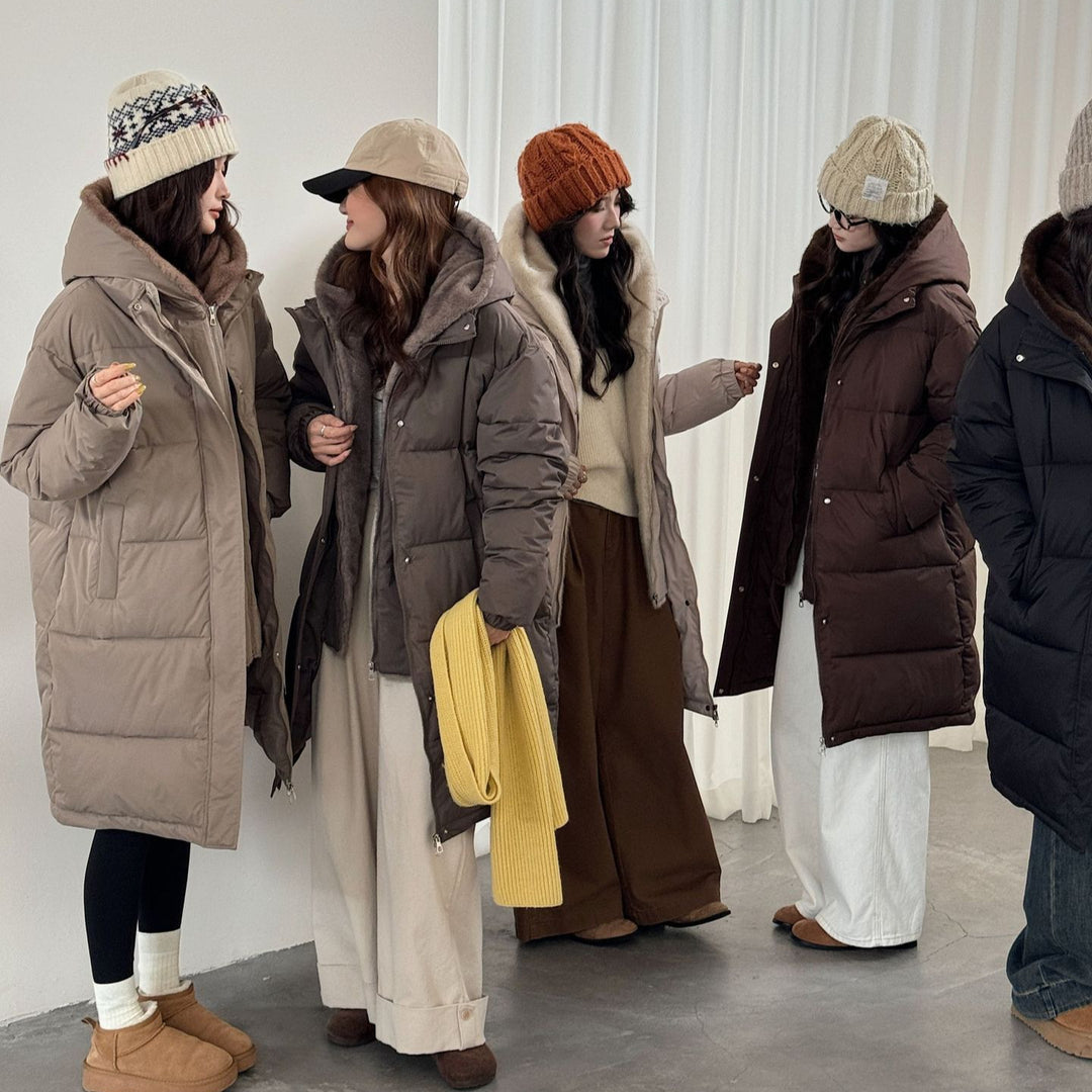 Damen Eleganter gefütterter Winterparka mit Plüschkragen und praktischen Taschen R&B
