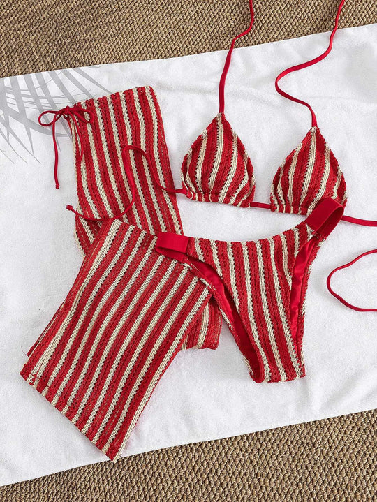 Damen Triangel-Bikini-Set mit modischem Wickeltuch R&B