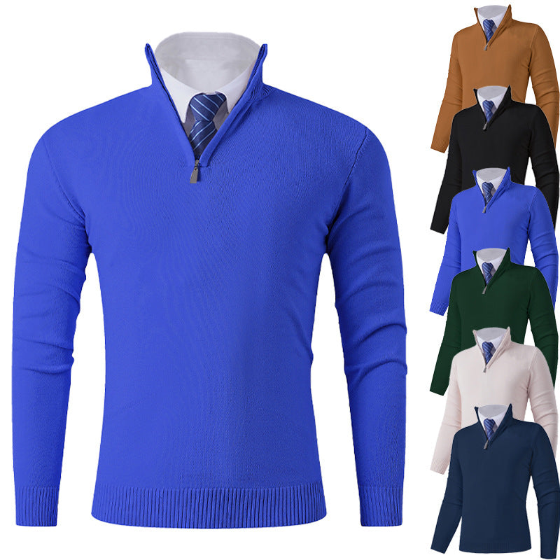Herren eleganter Stehkragenpullover mit Reißverschluss