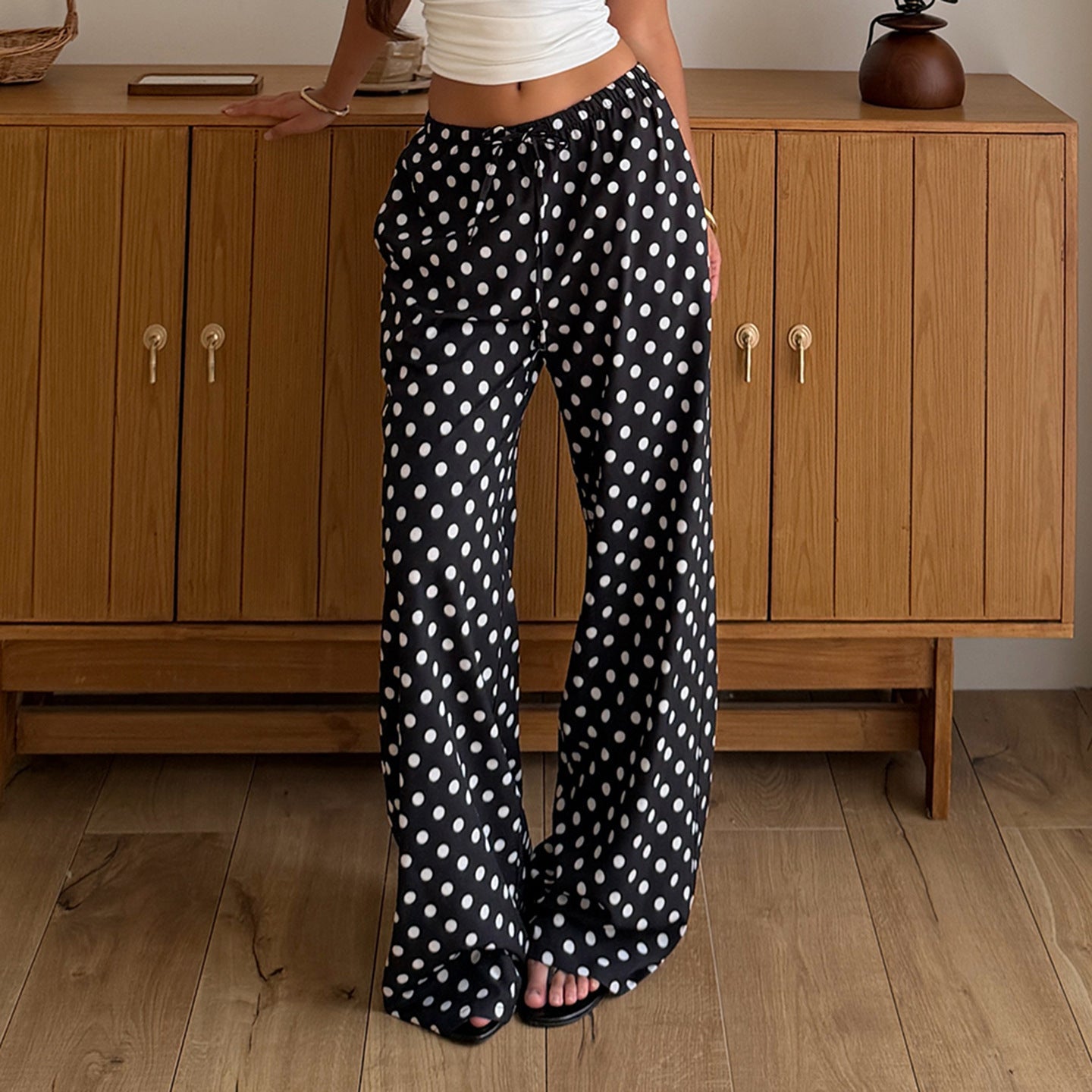 Damen Weite Hose im Polka-Punkte-Design R&B