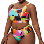 Damen Sportliches Bikini-Set mit hochgeschnittenem Höschen R&B