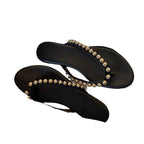 Damen Zehentrenner Sandalen mit dekorativen Perlendetails und komfortablem Fußbett R&B