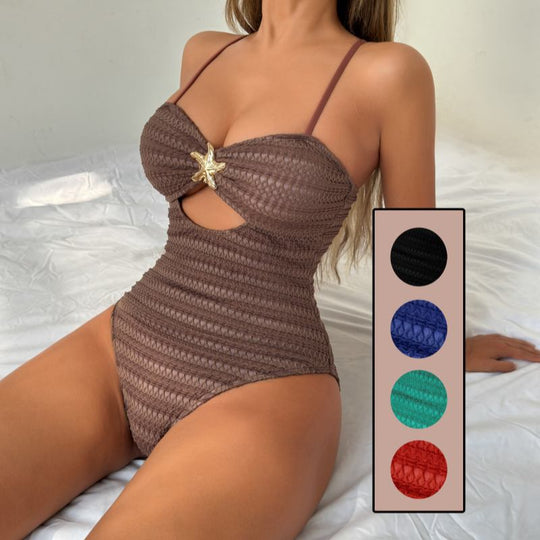 Damen Einteiliger Badeanzug mit modischem Cut-Out und verspieltem Sternen-Detail R&B