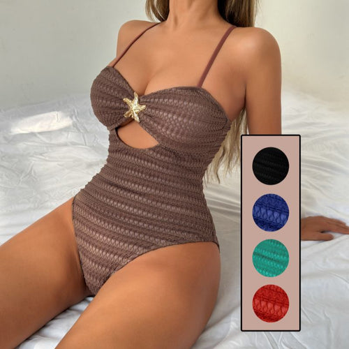 Damen Einteiliger Badeanzug mit modischem Cut-Out und verspieltem Sternen-Detail R&B