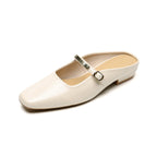 Damen Slingback Mules mit eleganter Schnallenakzent