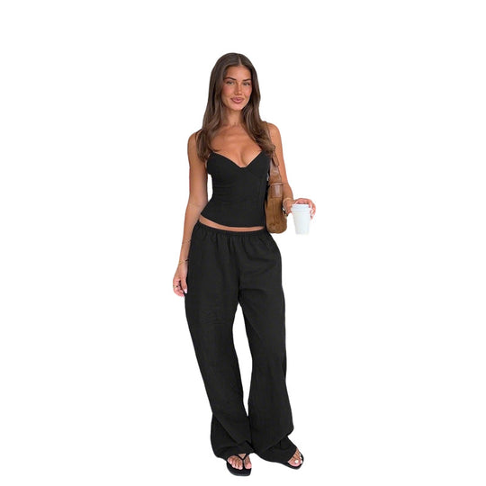 Damen lässiges Oberteil mit weitem Bund und verstellbaren Trägern R&B