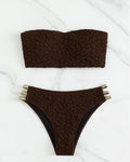 Damen Bandeau-Bikini mit strukturiertem Design und eleganten Akzenten