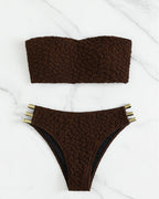 Damen Bandeau-Bikini mit strukturiertem Design und eleganten Akzenten