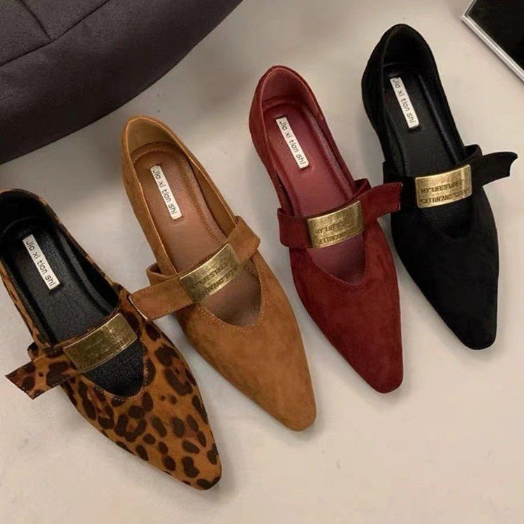 Damen elegante Ballerinas mit modischen Schnallen und hochwertigem Samt R&B