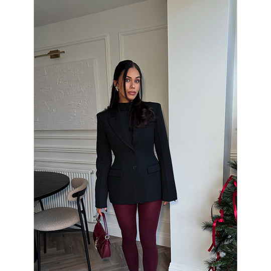 Damen elegante Blazerjacke im Oversized-Schnitt mit schickem Revers R&B