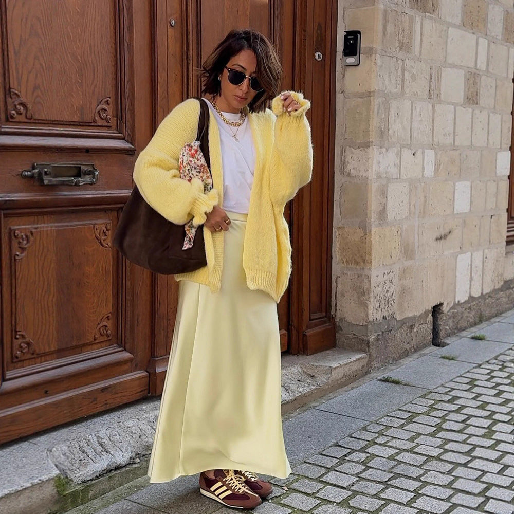 Damen kuscheliger Wickelpullover mit überschnittenen Ärmeln R&B
