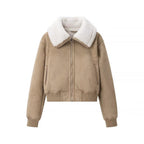 Damen elegante Steppjacke mit weichem Kunstfellkragen und praktischen Taschen R&B