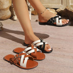 Damen trendige Slide-Sandalen mit verstellbaren Schnallen und komfortabler Fußbettgestaltung