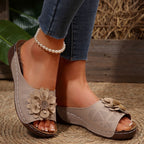 Damen Slip-On Sandalen mit floralem Design und offenem Zehenbereich R&B