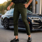 Herren elegante Slim-Fit Freizeithose mit elastischem Bund und klassischen Details
