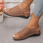 Damen Offene Sandalen mit feiner Durchbruchsstruktur R&B