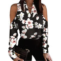 Damen Bluse mit schulterfreier Verarbeitung und floralem Druck R&B