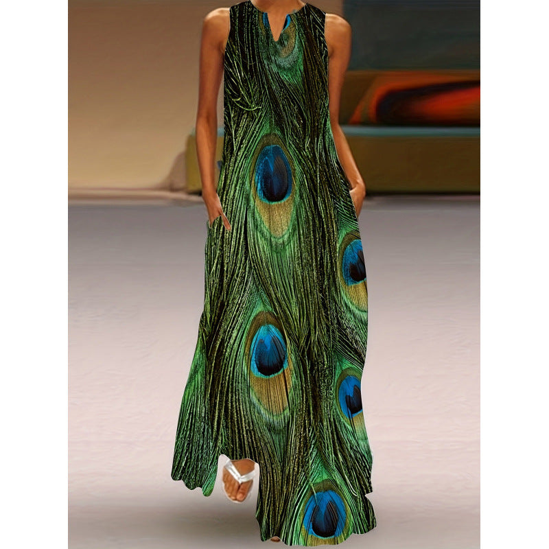 Damen Maxikleid mit elegantem floralem Design und seitlichen Taschen R&B