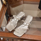Damen glamouröse Sandalen mit funkelndem Riemendesign EB