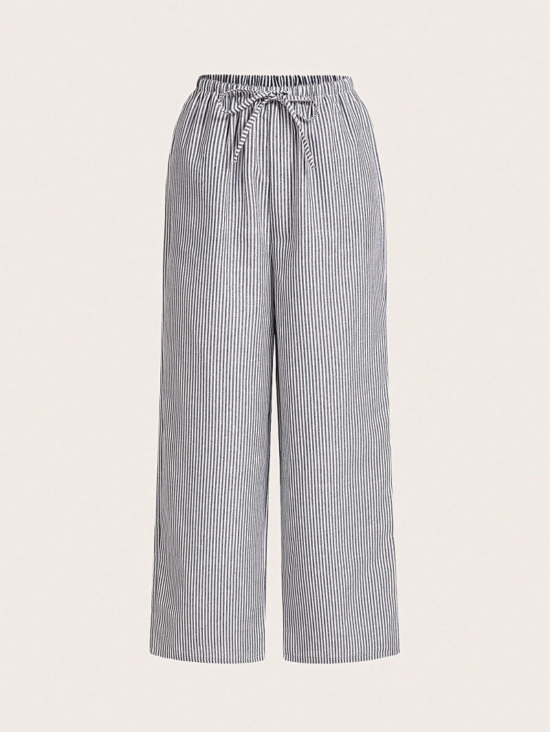 Damen Weite Sommerhose mit komfortablem Gummibund und Streifenmuster R&B