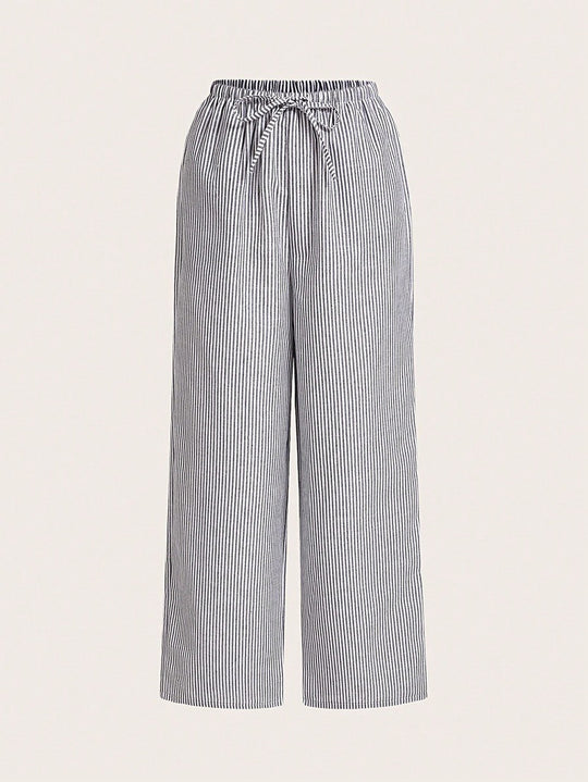 Damen Weite Sommerhose mit komfortablem Gummibund und Streifenmuster R&B