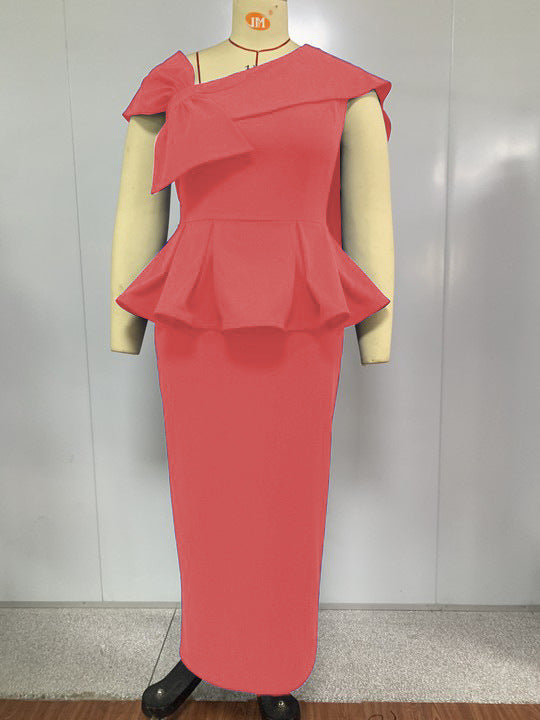 Damen Etuikleid mit ausgefallenem Volant und asymmetrischem Schulterdesign R&B