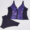 Damen Badeoberteil mit floralem Reißverschluss und passendem Slip R&B