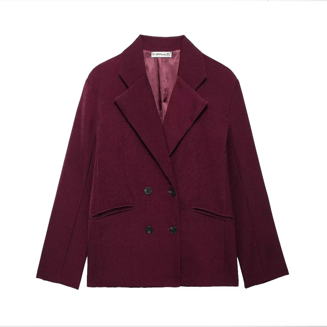 Damen elegante Doppelreiher Blazerjacke R&B