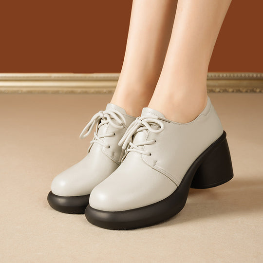 Damen Elegante Schnürschuhe mit hochgezogenem Blockabsatz und weichem Innenfutter R&B