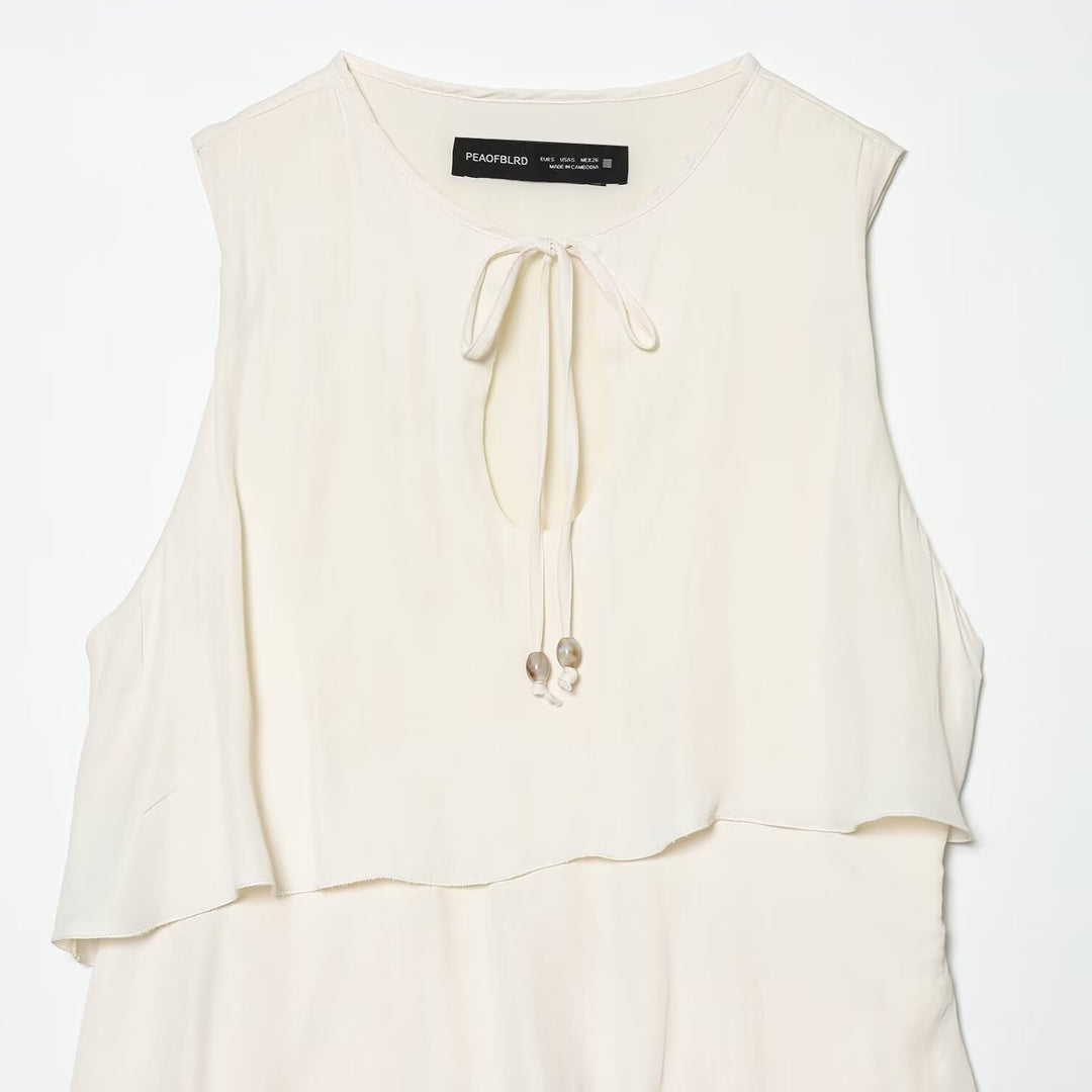 Damen Midi-Kleid mit schwingendem Volant und elegantem Bindegürtel R&B